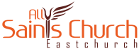 Text: All Saints Church Eastchurch in Orange with Cross for the T